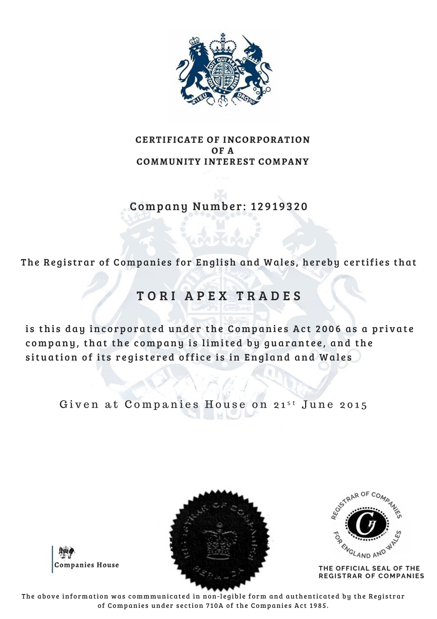 Certificate